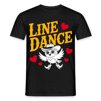 Linedance Eule mit Herzmotiven - Männer T-Shirt - Schwarz - Vorne - AI Model Male 178 light (178cm)