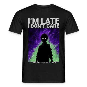 Im Late I Dont Care Spruch Gamer Phonk Aesthetic - Men's T-Shirt - black - Front - AI Model Male 178 light (178cm)