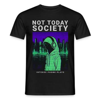 Pas aujourd’hui Société Phonk Musique Esthétique Avant-gardiste - T-shirt homme - noir - Devant - AI Model Male 178 light (178cm)