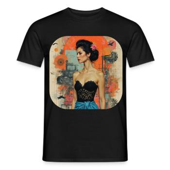 T-shirt rétro classique de style vintage - T-shirt homme - noir - Devant - AI Model Male 178 light (178cm)