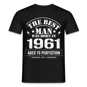 Geboren im 1961 Geburtstag 1961 - 64 Jahre Retro - Männer T-Shirt - Schwarz - Vorne - AI Model Male 178 light (178cm)
