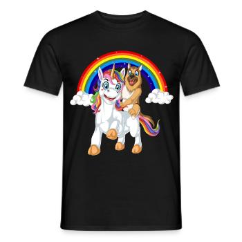 Deutscher Schäferhund auf Einhorn - Männer T-Shirt - Schwarz - Vorne - AI Model Male 178 light (178cm)