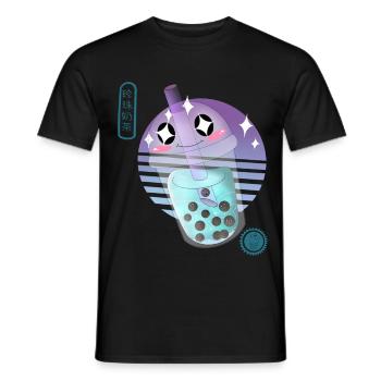 Kawaii Bubble Tea Illustration - Men's T-Shirt - black - Front - AI Model Male 178 light (178cm)