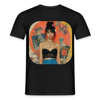 Retro Collage T-Shirt Design - Men's T-Shirt - black - Front - AI Model Male 178 light (178cm)