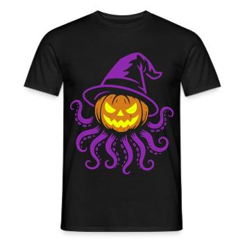 Octopumpkin - Gruseliger Kürbis mit Tentakeln - Männer T-Shirt - Schwarz - Vorne - AI Model Male 178 light (178cm)