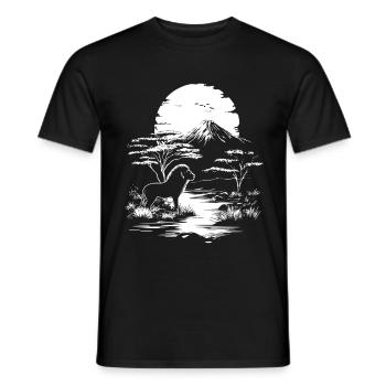 Löwe Silhouette Afrika Natur Wald Berge - Männer T-Shirt - Schwarz - Vorne - AI Model Male 178 light (178cm)