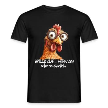 Brille auf Hirn an oder so ähnlich lustiges Huhn - Männer T-Shirt - Schwarz - Vorne - AI Model Male 178 light (178cm)