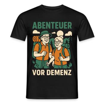 Abenteuer Vor Demenz Camping Camper Retro Design - Männer T-Shirt - Schwarz - Vorne - AI Model Male 178 light (178cm)