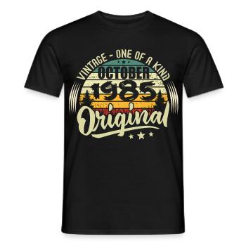 Cadeau Anniversaire Octobre 1985 - T-shirt homme - noir - Devant - AI Model Male 178 light (178cm)