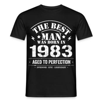 Born in 1983 Birthday 1983 - 42 Years Retro - Men's T-Shirt - black - Front - AI Model Male 178 light (178cm)
