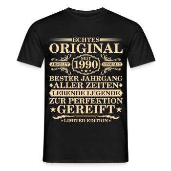 Original since 1990 - 35th birthday - Men's T-Shirt - black - Front - AI Model Male 178 light (178cm)