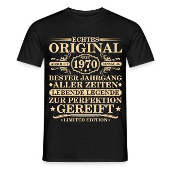 Original since 1970 - 55th birthday - Men's T-Shirt - black - Front - AI Model Male 178 light (178cm)