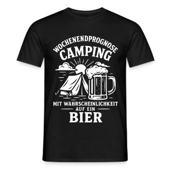 Camping Wochenendprognose Mit Bier - Männer T-Shirt - Schwarz - Vorne - AI Model Male 178 light (178cm)