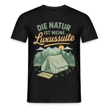 Die Natur Ist Meine Luxussuite Camping Abenteuer - Männer T-Shirt - Schwarz - Vorne - AI Model Male 178 light (178cm)