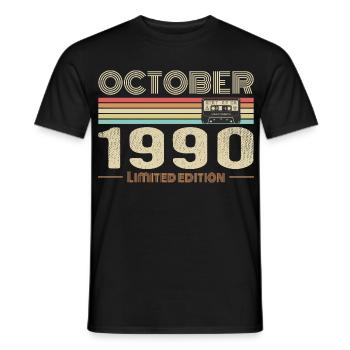 Birthday october 1990 - Men's T-Shirt - black - Front - AI Model Male 178 light (178cm)