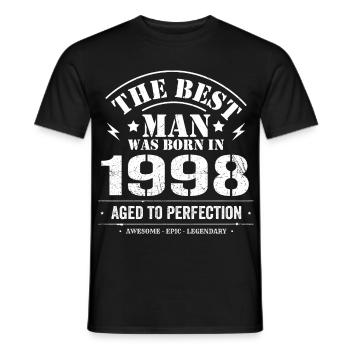 Born in 1998 Birthday 1998 - 27 Year Old Retro - Men's T-Shirt - black - Front - AI Model Male 178 light (178cm)