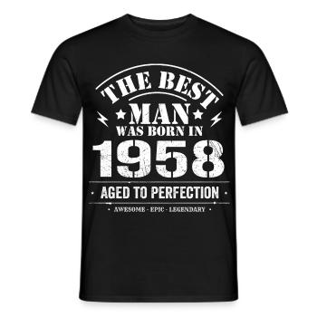 Geboren im 1958 Geburtstag 1958 - 67 Jahre Retro - Männer T-Shirt - Schwarz - Vorne - AI Model Male 178 light (178cm)