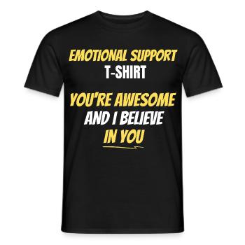 Emotional Support T-shirt - Men's T-Shirt - black - Front - AI Model Male 178 light (178cm)