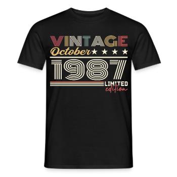 October 1987 Retro Birthday 1987 October 1987 - Men's T-Shirt - black - Front - AI Model Male 178 light (178cm)