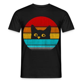 Retro Vintage Katze verstecken – süße Katze Liebhaber T-Shirt - Männer T-Shirt - Schwarz - Vorne - AI Model Male 178 light (178cm)