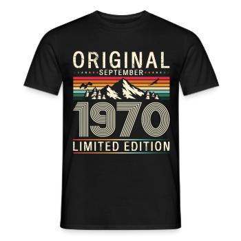 55e anniversaire Original septembre 1970 - T-shirt homme - noir - Devant - AI Model Male 178 light (178cm)