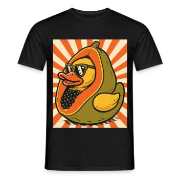 Humorvoller Papaya-Enten-Charakter - Männer T-Shirt - Schwarz - Vorne - AI Model Male 178 light (178cm)