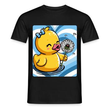 Cute duck charm with dandelion - Men's T-Shirt - black - Front - AI Model Male 178 light (178cm)
