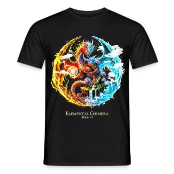 Elemental Chimera – Fire & Water Dragon - Men's T-Shirt - black - Front - AI Model Male 178 light (178cm)