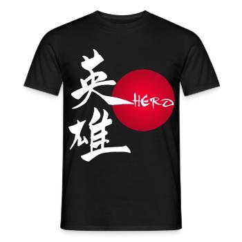 Le mot héros en japonais (blanc) - T-shirt homme - noir - Devant - AI Model Male 178 light (178cm)