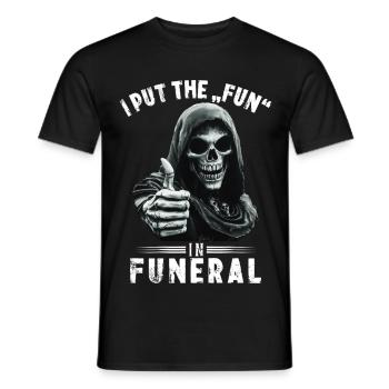 Skull Grim Reaper Fun in funeral Saying Motif - Men's T-Shirt - black - Front - AI Model Male 178 light (178cm)