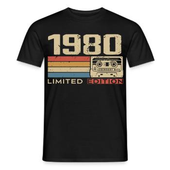 Légendes 1980 Millésime 1980 Jubilé 1980 vintage  - T-shirt homme - noir - Devant - AI Model Male 178 light (178cm)