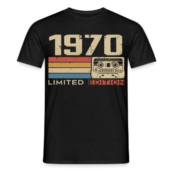 Légendes 1970 Millésime 1970 Jubilé 1970 vintage  - T-shirt homme - noir - Devant - AI Model Male 178 light (178cm)