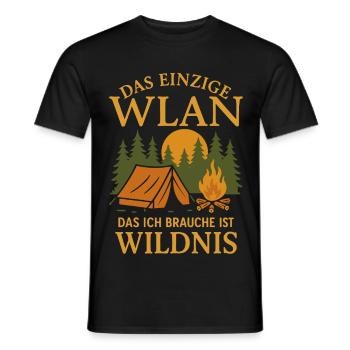 Das Einzige WLAN Ist Wildnis Camping Natur - Männer T-Shirt - Schwarz - Vorne - AI Model Male 178 light (178cm)