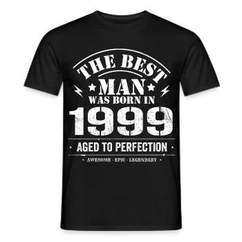 Born in 1999 Birthday 1999 - 26 Years Retro - Men's T-Shirt - black - Front - AI Model Male 178 light (178cm)