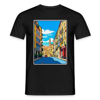 Bilbao Spanien Lebendige Stadt Straßenszene Reise Poster - Männer T-Shirt - Schwarz - Vorne - AI Model Male 178 light (178cm)