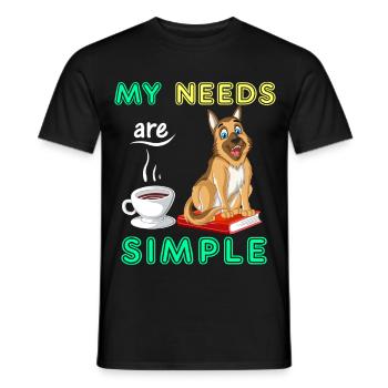 German Shepherd, Books and Coffee – Dog Lover Tee - Men's T-Shirt - black - Front - AI Model Male 178 light (178cm)