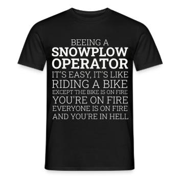 Snowplow Operator Riding A Bike Snow Plow Driver - Men's T-Shirt - black - Front - AI Model Male 178 light (178cm)