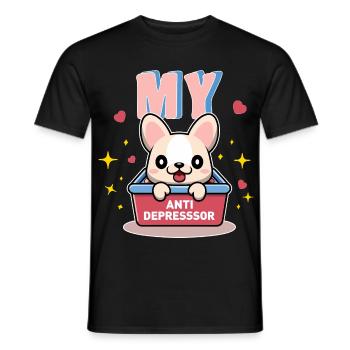 Mein Antidepressor-Hunde-Tierliebhaber-Geschenk - Männer T-Shirt - Schwarz - Vorne - AI Model Male 178 light (178cm)