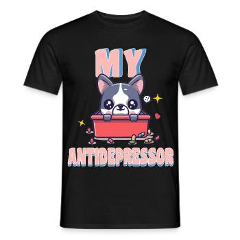My Antidepressor Bouledogue Français Cadeau Humour - T-shirt homme - noir - Devant - AI Model Male 178 light (178cm)