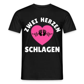 Expectant mother TWO HEARTS BEAT Funny - Men's T-Shirt - black - Front - AI Model Male 178 light (178cm)