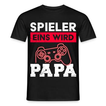 Gamer Dad PLAYER ONE BECOMES DAD Funny - Men's T-Shirt - black - Front - AI Model Male 178 light (178cm)