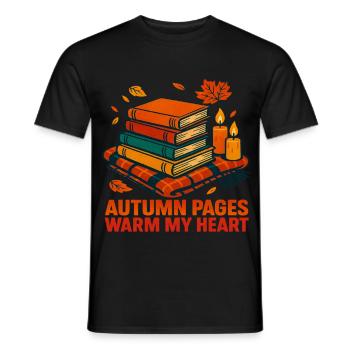 Herbst Lesen Bücher Buchliebhaber Leseratte - Männer T-Shirt - Schwarz - Vorne - AI Model Male 178 light (178cm)