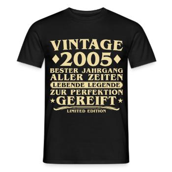 Vintage 2005 Vintage Born 20 Years - Men's T-Shirt - black - Front - AI Model Male 178 light (178cm)