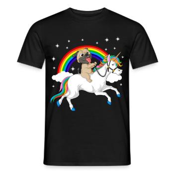 T-shirt licorne d’équitation carlin - T-shirt homme - noir - Devant - AI Model Male 178 light (178cm)