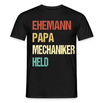 Husband Dad Mechanic Hero Saying - Men's T-Shirt - black - Front - AI Model Male 178 light (178cm)