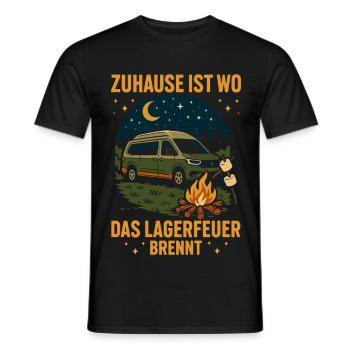 La maison est l’endroit où le feu de camp brûle Camping - T-shirt homme - noir - Devant - AI Model Male 178 light (178cm)