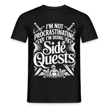 Je ne tergiverse pas, je fais des quêtes secondaires - T-shirt homme - noir - Devant - AI Model Male 178 light (178cm)