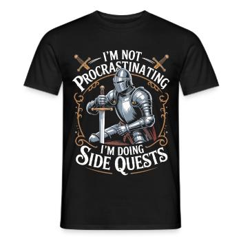 Je ne tergiverse pas, je fais des quêtes secondaires - T-shirt homme - noir - Devant - AI Model Male 178 light (178cm)
