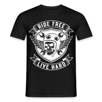 Biker Design - Ride Free Live Hard - Men's T-Shirt - black - Front - AI Model Male 178 light (178cm)