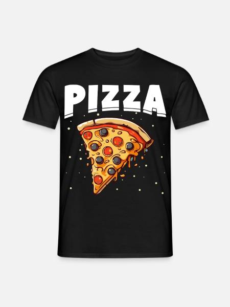 Pizzastück mit Schwarz und roten Belegen - Männer T-Shirt - Schwarz